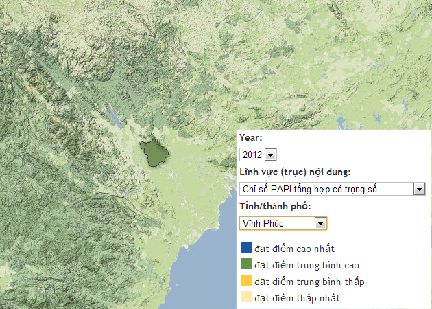 Chỉ số hiệu quả quản trị hành chính công năm 2012 của tỉnh Vĩnh Phúc